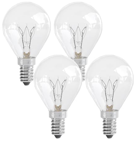 greate 4x bombilla horno 40W 300 grados - Bombilla para horno E14 230V - Bombilla microondas para lampara de sal, frigorifico y más - Bombilla incandescente con 400 lúmenes & 2700K blanco cálido