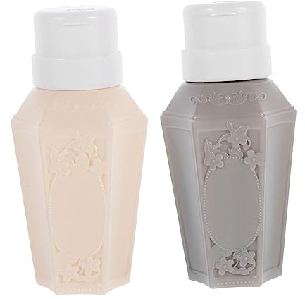 LIFKOME 2pcs Polish Remover Bottles Press Bottle Gold Push down Dispenser Toner Pump Dispenser Nail Gel Remover