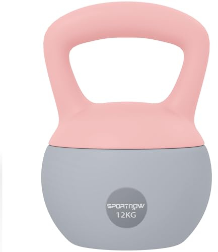 SPORTNOW Soft Kettlebell, 12kg Kettle Bell with Non-Slip Handle for Home Gym Weight Lifting and Strength Training, Pink and Grey