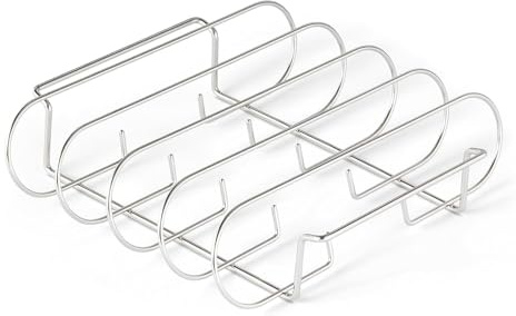 Generico Supporto per Costine BBQ - 4 Fessure Acciaio Inossidabile Antiaderente Supporto per Griglia - per Grigliare E Arrostire La Carne di Costine,per Casa, Picnic, Barbecue, all Aperto, Campeggio