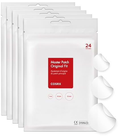 COSRX Acne Pimple Patch Absorbing Hydrocolloid Original 3 Size Patches for Zits Cover, Spot Stickers for Face and Body, Not Tested on Animals, No Toxic Ingredients (120 Count (Pack of 5))