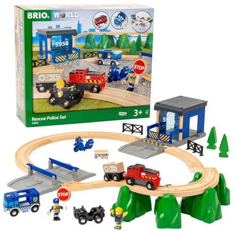 BRIO World - Rescue Police Train Set for Kids Age 3 Years Up - Compatible with all Railway Sets & Accessories