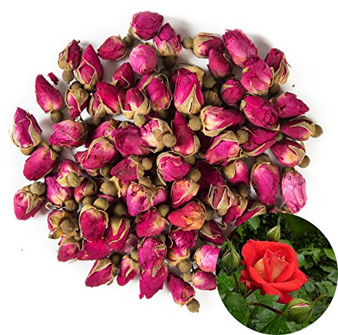 TooGet Fragrant Natural Red Rose Buds Rose Petals Organic Dried Flowers Wholesale, Culinary Food Grade - 8 OZ