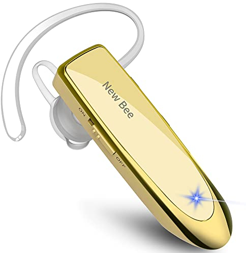 New bee Bluetooth-Headset V5.0, Freisprecheinrichtung, Bluetooth, mit klarer Sprachaufnahme-Technologie, unsichtbar, für iPhone, Samsung, Huawei, Sony, etc. – (Gold)