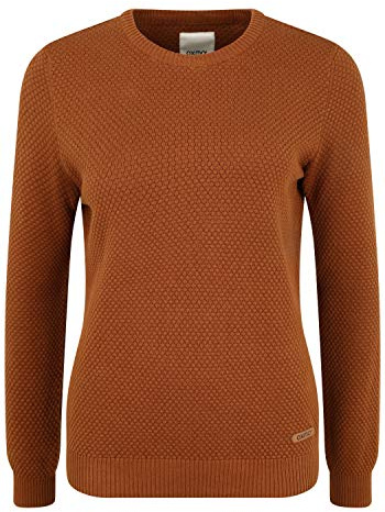 Oxmo OXSarah Femme Pull en Maille Fine Pull à col Rond Poignets côtelés 100% Coton Regular Fit, Taille:L, Couleur:Cinnamon (795056)