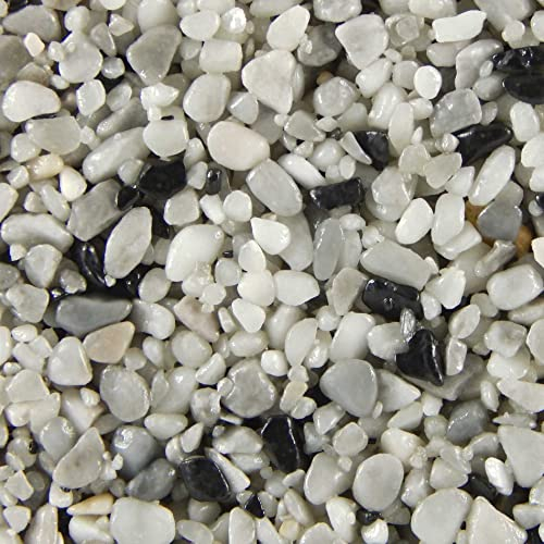 Terralith Steinteppich Marmor Komplett-Set für 1qm - Körnung: fein - 2-4mm mit Reinacrylat Bindemittel - für Wand in weiß (contrastro uno)