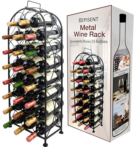 EPISENT 23 Bottle Wine Rack Stand, Large Capacity Freestanding Metal Wine Storage, Slim Space Saving Holder for Kitchen, Dining & Home Bar