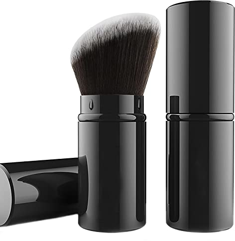 Falliny Einziehbarer Make-up-Pinsel, abgewinkelter Kabuki-Puder-Make-up-Pinsel für Reisen mit Rouge, Bronzer, Buffing, Highlighter, makellose Puderkosmetik