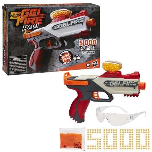 Nerf Pro Gelfire Legion Spring Action Blaster, 5000 Rounds, 130 Hopper, Protective Eyewear, Slam Fire, Ages 14 & Up