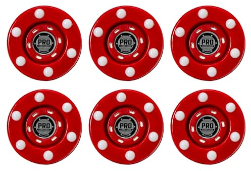 Franklin Sports PRO Commander Roller Hockey, Dischi Strada Unisex-Adolescente, Rosso, 6 Pucks