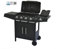 Barbecue a gas 4+1 bruciatore senza fumo, padella e griglia in acciaio punzonato, tavolino con fuoco laterale, colore: 4+1 bruciatore