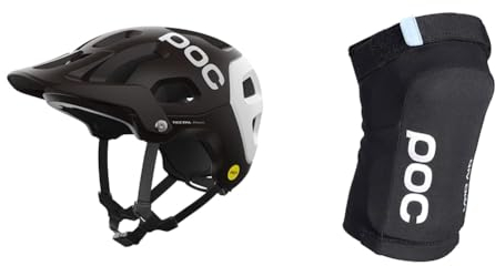 POC Tectal Race MIPS Fahrradhelm & Joint VPD Air Knee - Leichter und Flacher Knieschoner, der für Komfort und Sicherheit am Trail sorgt, Uranium Black