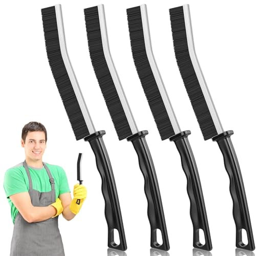 4 PCS Cepillo Limpieza Grietas, Cepillo Limpieza de Grietas Cerdas Duras, Cepillos de Limpieza Multiusos Limpia Railes Ventanas, Baño Esquinas Muertas Ranuras para rieles Puertas Ducha, Ventanas