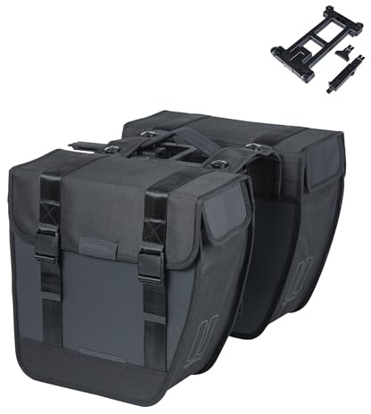 Basil Tour Waterproof Doppeltasche – MIK-System – 28 Liter – wasserdicht – Schwarz