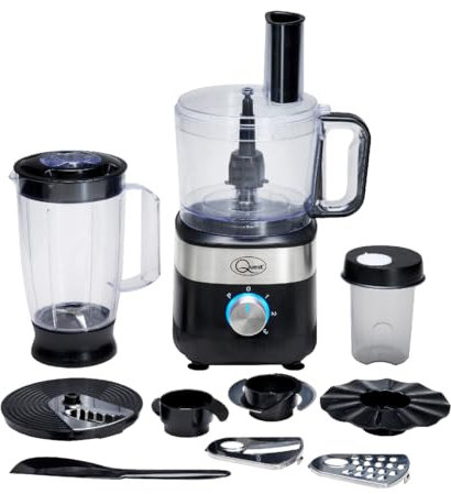 Quest 34800 Multifunctional Food Processor / 6-in-1 Chopper, Blender, Grinder & More / 2 Litre Bowl / 3 Speed Settings + Pulse/Dishwasher Safe Parts / 600W