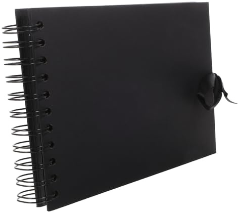 HAMPPLIES Álbum De Fotos Con Páginas Negras y Cinta De Seda Scrapbook Hecho Mano Para Bodas Cumpleaños y Recuerdos Especiales Portada Para Decorar Memorias