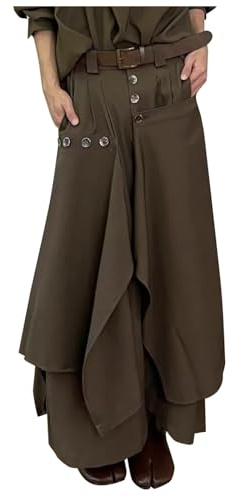 Duohropke Pantalon pour homme - Jupe traditionnelle irrégulière - Grandes tailles - Pantalon samouraï Hakama - Couleur unie - Baggy Streetwear - Kilt - Style japonais - Jupe de yoga - Pantalon ninja