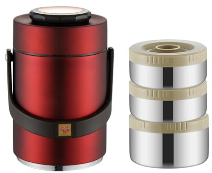 Fiambrera térmica resistente de acero inoxidable 304 con 3 compartimentos, a prueba de fugas, portátil, para pícnics y oficina