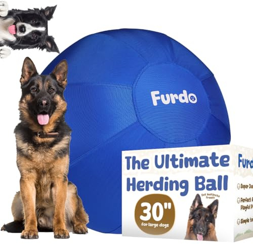 Furdo 30 Herding Ball for Dogs, for Australian Shepherd, for Cattle, for Border Collie, for Blue Heelers & Medium to Large Dogs,Horse, Herding Dog Ball, Herding Toys - Blue