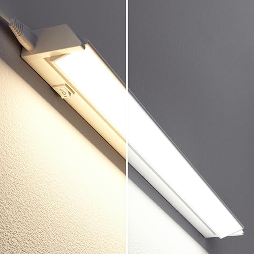ledscom.de LED-underskåpsbelysning LIWO 58cm, med anslutningskabel, svängbar, 958lm, varmvit/vit