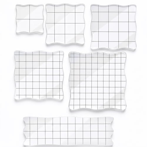 Juego de 6 bloques acrílicos para sellos de silicona con líneas de cuadrícula, bloque de sello acrílico transparente en 6 tamaños para álbumes de recortes, fabricación de tarjetas, manualidades