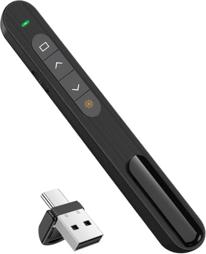 Wireless Presenter Remote Clicker for PowerPoint Presentations (BLACK, USB A+C)