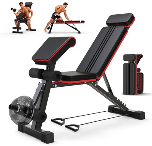 SPYLAVE Banc de musculation pliable multifonction 8 en 1 - Charge maximale de 400 kg - Banc incliné réglable pour salle de gym à domicile, entraînement des jambes, entraînement du dos, entraînement