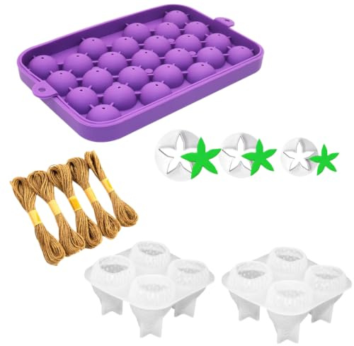 Juego para hacer jabón con molde de silicona con forma de y fresa, cuerda de hilo y molde de hojas para jabón hecho a mano y suministros para hacer regalos de cumpleaños para día de la madre
