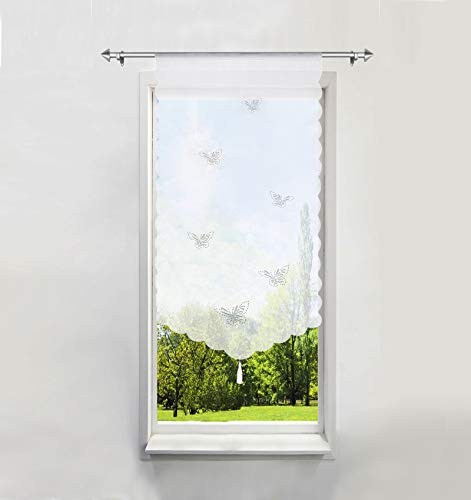 Scheibengardine mit Schmetterling Laserschneiden Rollos Voile Transparent 1er-Pack Bildergardine (BxH 80x150cm)