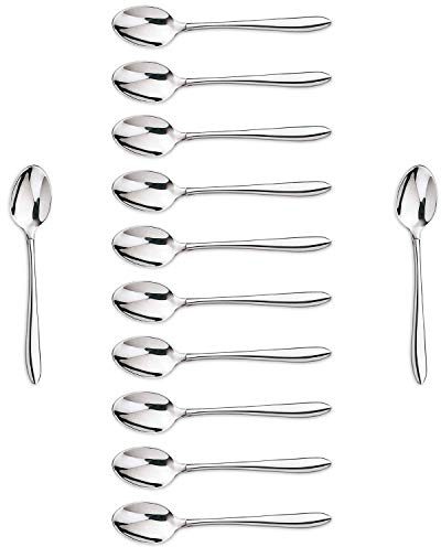 Arcos Serie Berlin Caja 12 uds Cuchara Moka Cuchara para Cafe, Monoblock de una pieza en Acero Inoxidable 18/10 y 115 mm, Color Plata (12 uds)