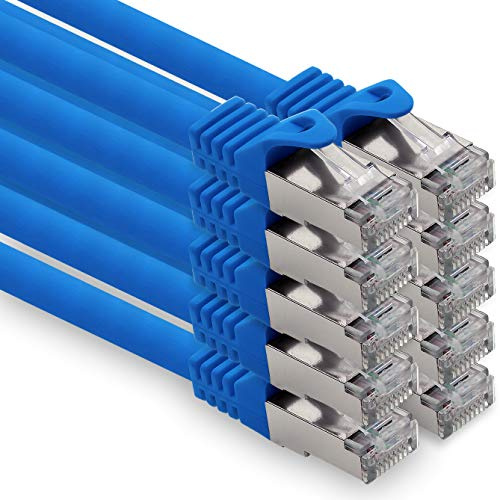 1CONN Cat7 Cat7 10 Gb/s SFTP nätverkskabel - 10x 1,5 m - RJ45 Ethernet LAN DSL modem router - blå