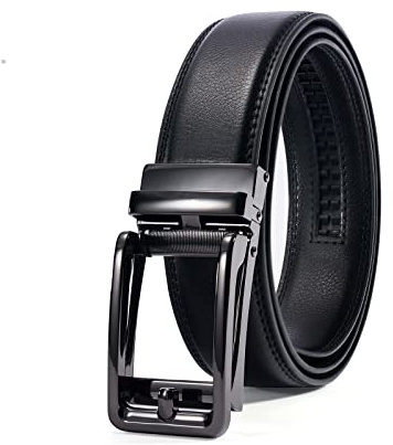 PlusZis 28-60 Men's Leather Ratchet Dress Belt Big And Tall With Automatic Buckle