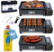 ZMC 2-in-1 tragbarer Gaskocher + Gasgrill Klein inkl. Zubehör, mit 4X Gaskartuschen, Campingkocher, mit Grillplatte + Grillrost, Tischgrill mit Tragekoffer, 3,8kg, Piezo-Zündung, für Outdoor, Balkon