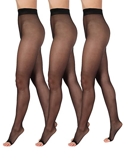 BANANALU 15 Den zehenfreie weiche Strumpfhose Toeless transparent Open Toe Toeless 15 Nero 3er Set L