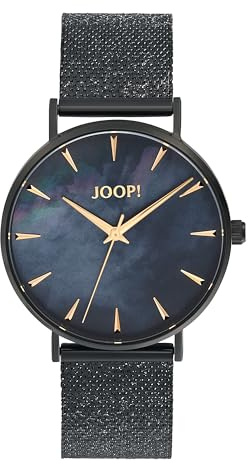 JOOP! Armbanduhr Damen Quarzuhr Analog, mit Edelstahl Armband, Schwarz, 5 bar Wasserdicht, Kommt in Uhren Geschenk Box, 2036606