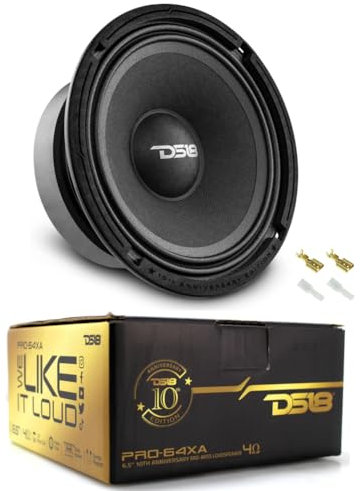 1 DS 18 PRO-64XA altoparlante medio basso, edizione 10° anniversario, da 16,5 cm 165 mm 6,5, 250 watt rms 500 watt max, 4 ohm, 96 db, per auto, 1 pezzo + faston di montaggio