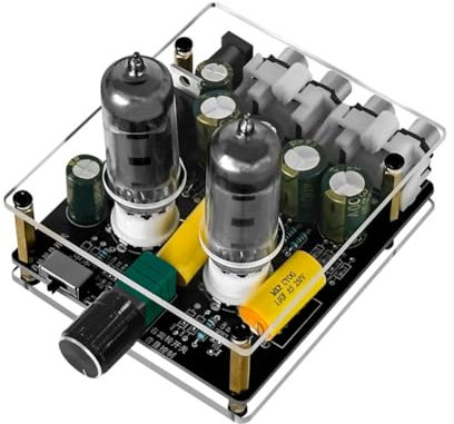 Pyanegn Amplificateurs de PréAmplificateur à Tubes 6K4 PréAmpli à Tubes HiFi Tampon Biliaire Auido Amp Haut-Parleur Amplificateur de Son Home CinéMa DC12-16V