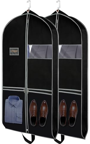 TaoQ C 2 Pezzo Sacchetti per Abiti Pieghevoli, 110 x 60 cm Porta Abiti da Viaggio con 2 tasche grandi Custodie Abiti Armadio per abiti Camicie Cappotti Abiti Costumi
