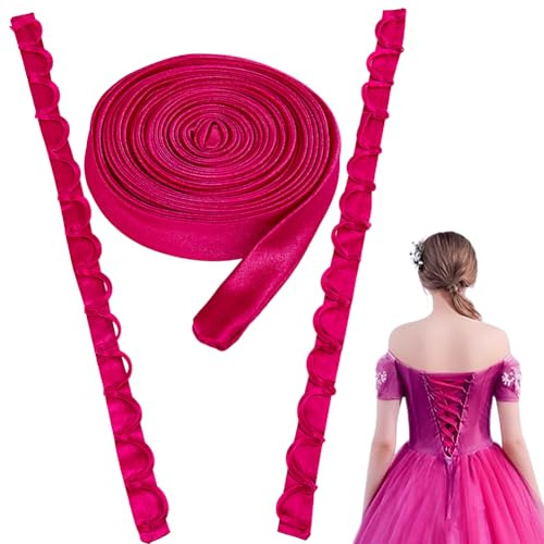 GORGECRAFT Corset Back Kit Wedding Dress Corset Kit Evening Gown Dress Zipper Replacement Adjustable Corset Strap Loops Lace-up Satin Gown Back Zipper Extender for Formal Prom Dress, Rose Pink