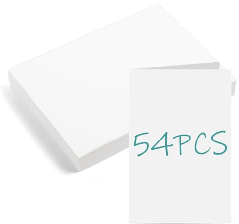 OFFCUP Tarjetas de Papel Blanco, 54 Pcs Tarjetas Postales Blancas en Blanco, 10x15 CM DIY Mensaje Etiquetas de Regalo, Adecuado para Felicitaciones, Escuela, Dibujo, Oficina, (Plegable)