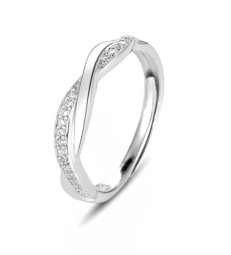 SSKHE Sterling Silver Rings,Adjustable Thumb Rings For Women Girls,Cubic Zirconia Eternity Wedding Promise Ring,Double Infinity Knot Cubic Zirconia Promise Rings For Women,With Jewellery Box