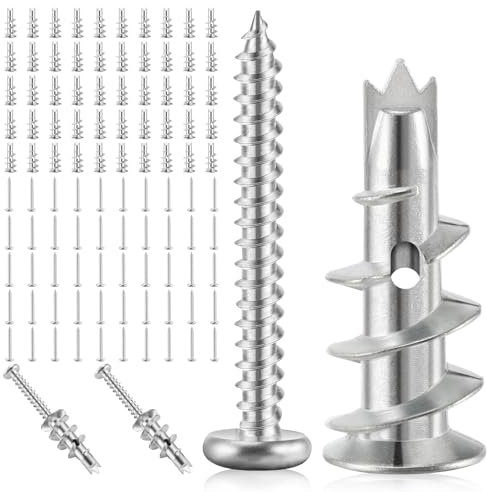 Tapvai 50 Stück Rigipsdübel, Gipskartondübel, Hohlraumdübel Metall mit Schrauben, Rigips Dübel, Trockenbau Dübel zur Befestigung In Beton, Ziegeln, Stein, Gipsbauplatten Uvm