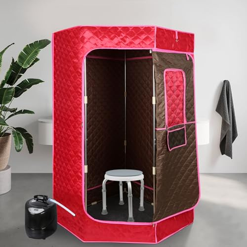 Sauna Portatile, Vaporizzatore, Tenda per Il Corpo, | Spa Personale per Casa per Interna Esterno, Pressoterapia Iinfodrenaggio, 90 * 90 * 180 cm (3L) (Rosso)