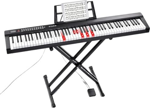 Professionellt Elektroniskt Piano 88 Tangenters Digitalpiano Halvvägt Elektriskt Bärbart Med Stativ