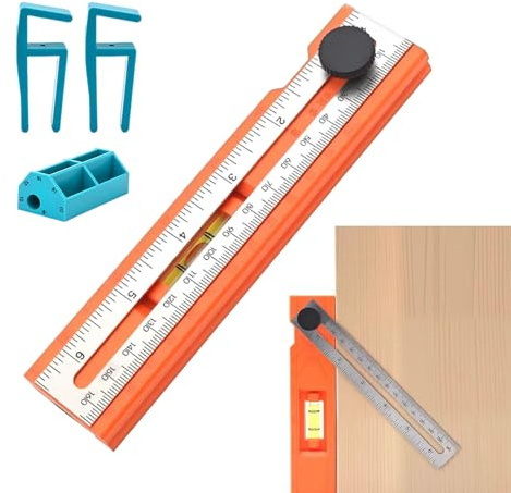 Righello per la lavorazione del legno, righello per falegname, guida di precisione portatile con marcatura angolare da 15 a 90 gradi, strumento di misurazione per falegnameria, taglio e foratura