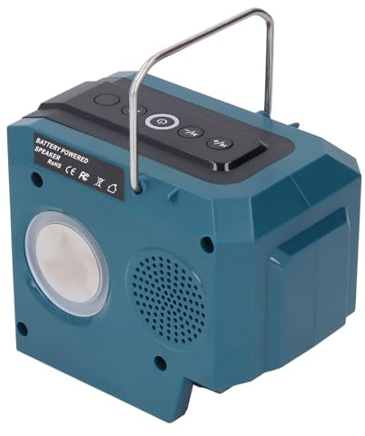 Hyuduo Jobsite Speaker, ABS 5.3 with LED Lights True Stereo for BL1815N BL1830 BL1840, Cordless 18V Battery Powered Speaker for Construction Site and Outdoor Use