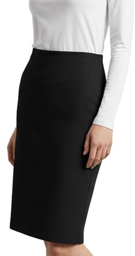 Re Tech UK - Women's Plain Midi Pencil Bodycon Skirt (Black, 16)