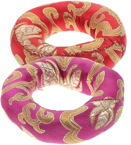Cabilock 2 Coussins Ronds en Coton pour Bol Chantant Tibétain, Base Stable | Contemplation et Pratiques Spirituelles, Support Doux, Taille Compatible, Jaune