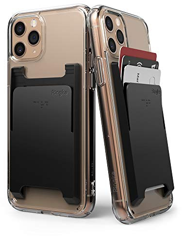 Ringke Slot Card Holder, Tarjetero Móvil, Portatarjetas Delgado para Hombre y Mujer, Cartera Adhesiva Compatible con Funda iPhone, Galaxy, Xiaomi, Pixel y Más - Black (Pack de 2)