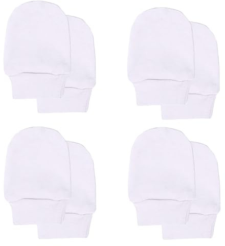 Soft Touch Baby Girls' Super Soft Anti-Scratch Mittens (White, 4 Packs)